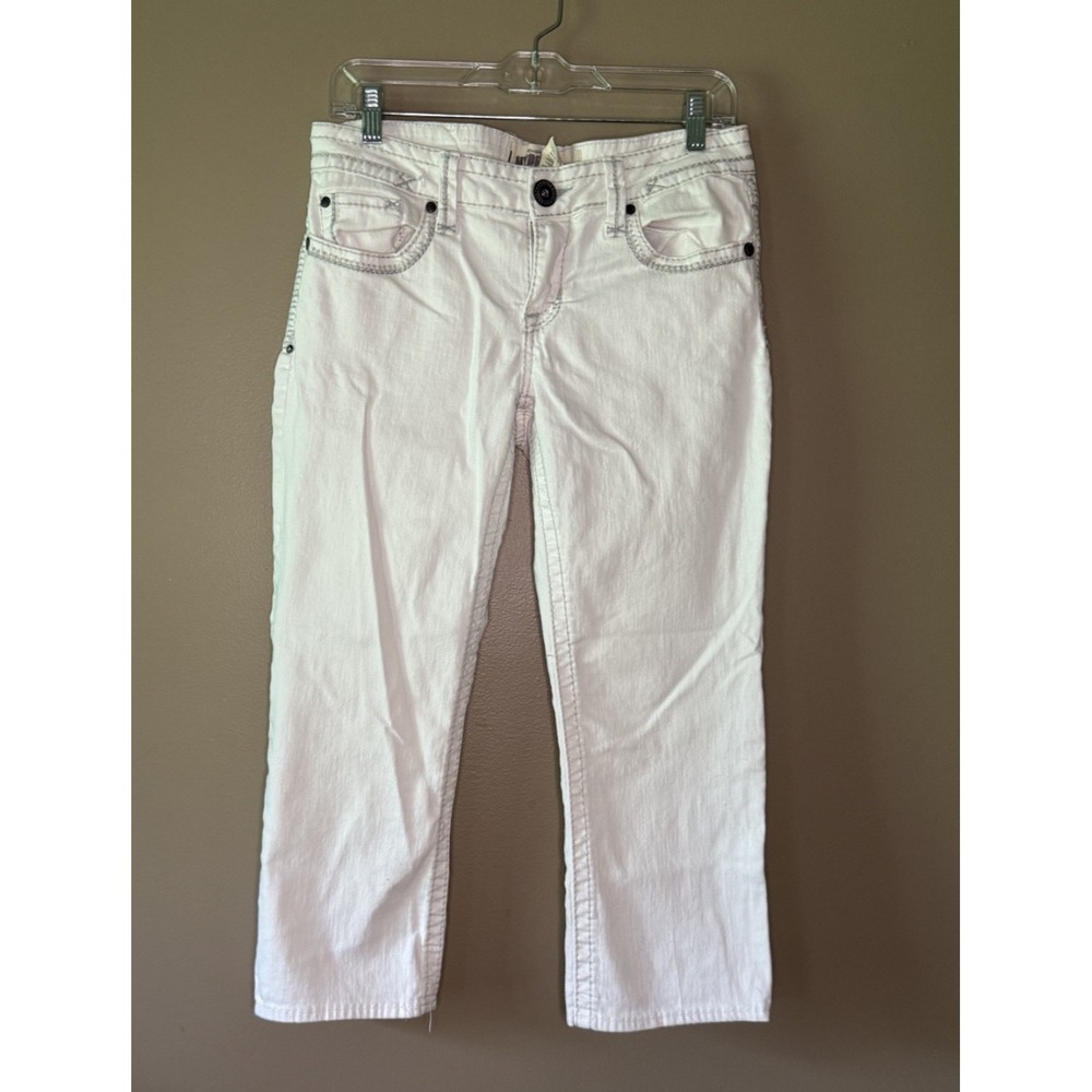 Hydraulic Gramercy White Cropped Capri Jeans Studded Pocket Low Rise Size 10